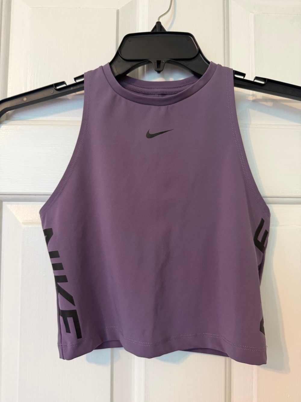 Nike Pro Dri-Git Purple Athletic Crop Tank with Black Swoosh Size Small